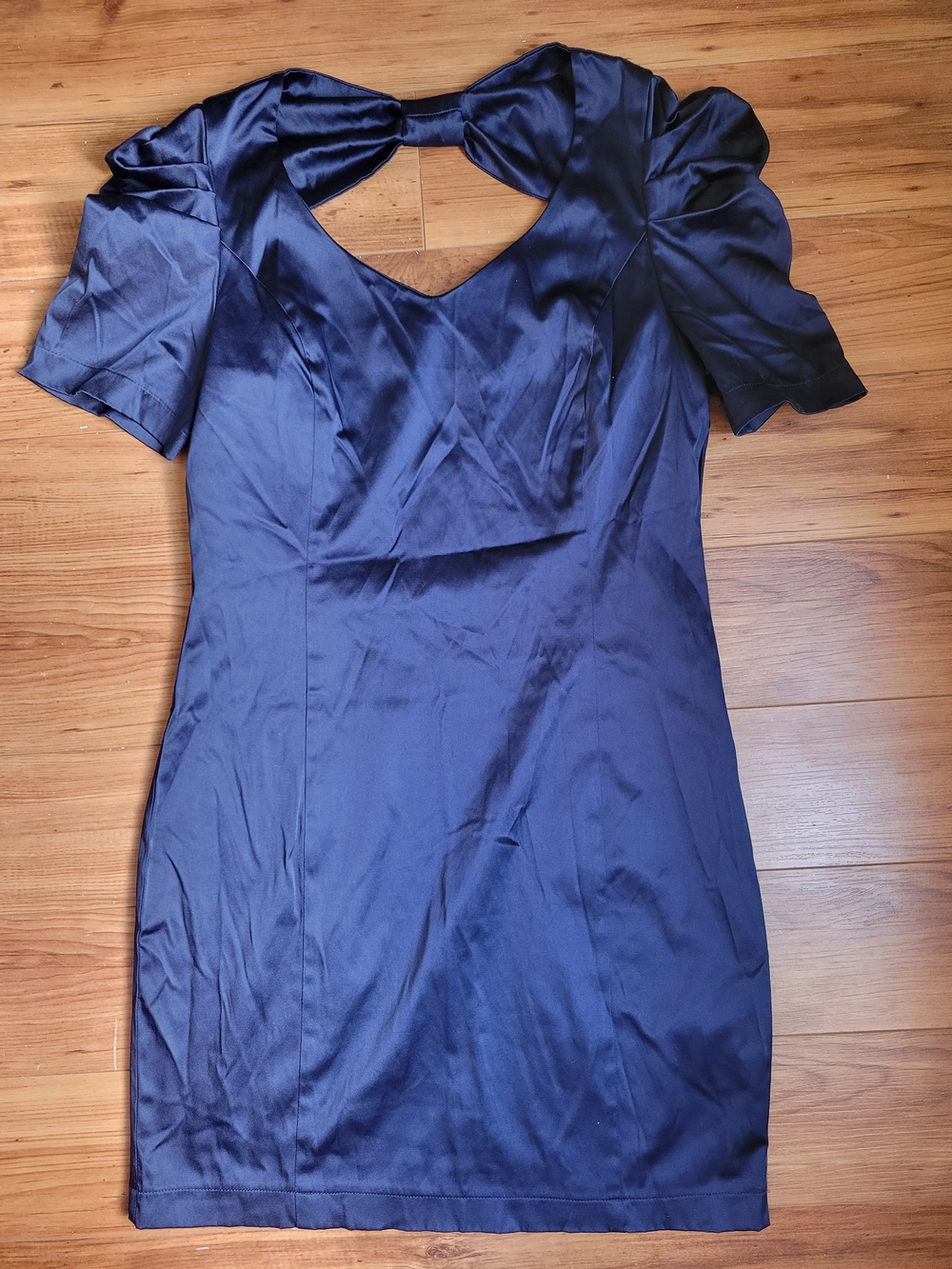 Vero Moda Navy Satin Mini Dress with Keyhole Back